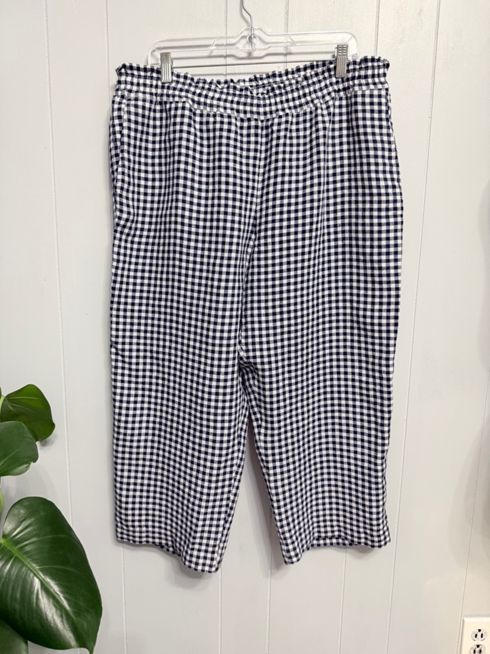 #6)  Charter Club Blue & White Gingham Jogger Pants